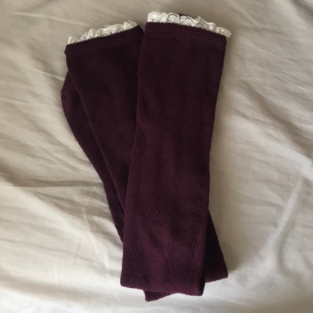Free People Maroon Over the knee socks